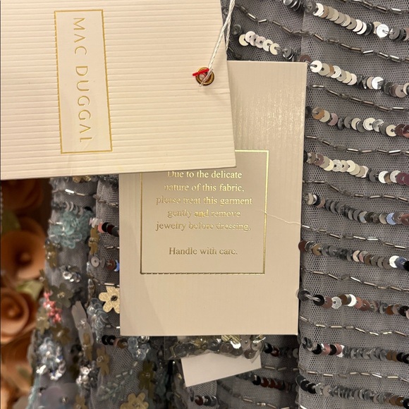 NWT Mac Duggal Silver Beaded Gown GORGEOUS - Picture 13 of 14